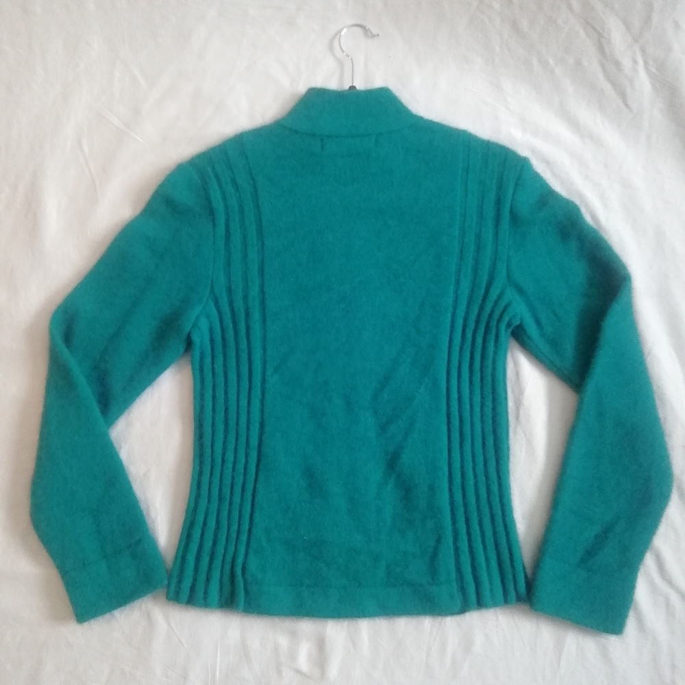 MERINOMINK Teal Women's Zip Cardigan Sweater (M) - Picture 8 of 8